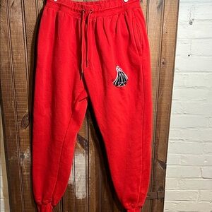 Red Jogger Sweatpants with Raw Logo